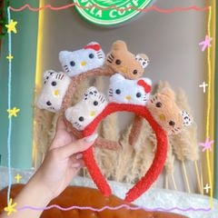 ** Cài tóc lông 3 mặt kitty hồng/đỏ/nâu