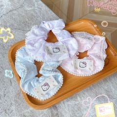 ** Scrunchies chấm bi viền ngọc trai nhí Happy Day hồng/tím/XD/XL
