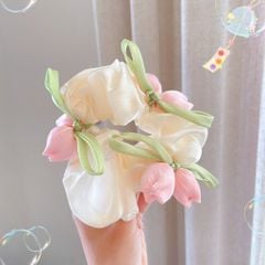 ** Scrunchies phồng voan cột hoa tulip