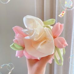 ** Scrunchies phồng voan cột hoa tulip