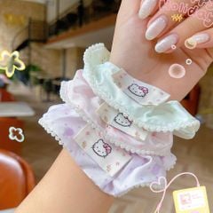 ** Scrunchies chấm bi viền ngọc trai nhí Happy Day hồng/tím/XD/XL