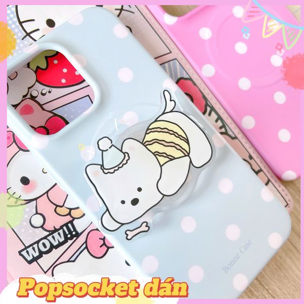 ** Popsocket cún trắng puppy áo vàng