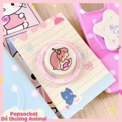 ** Popsocket từ tính cún nâu viền hồng