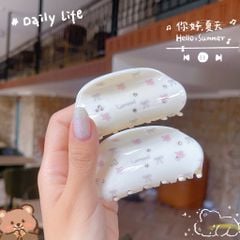 ** Kẹp càng cua hoa nơ nhí bầu màu be
