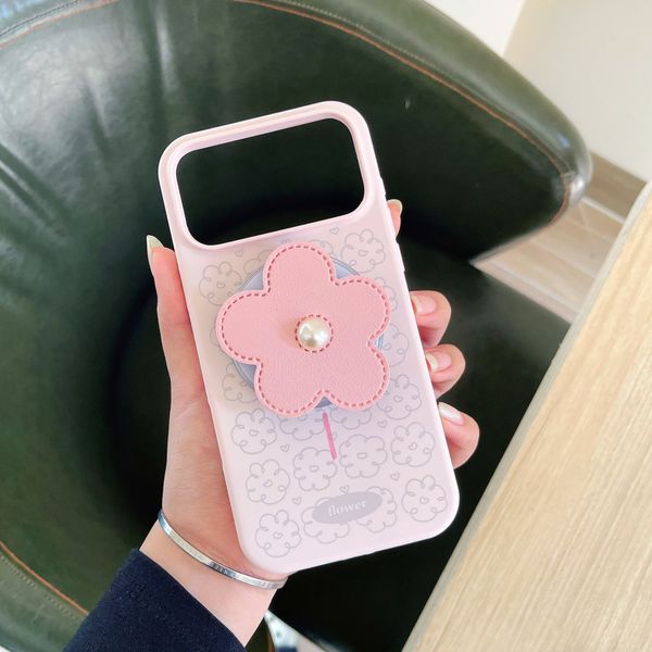 ** Ốp iPhone 17 Pro silicon hoa anh đào kèm pop từ tính