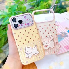 Ốp iPhone 17 Pro/18 Pro dẻo phủ bóng chấm bi đính charm nổi