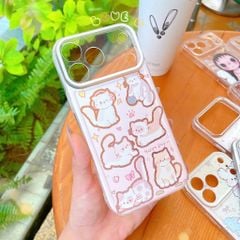Ốp iPhone 17 Pro/18 Pro dẻo nhám hồng 7 mèo Happy Day