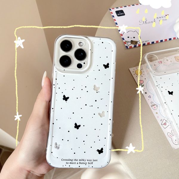 Ốp iPhone 15 Pro Max dẻo trắng nhiều bươm bướm nhí