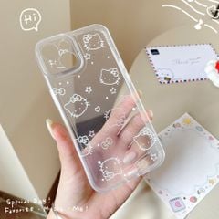 ** Ốp iPhone 14 dẻo trong nhiều mặt Kitty trắng