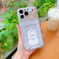 Ốp iPhone 17 Pro/18 Pro dẻo trong cún trắng/ngôi sao White Terrier