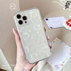 ** Ốp iPhone 13 Pro Max dẻo trong nhiều mặt Kitty trắng