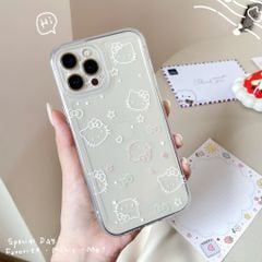 ** Ốp iPhone 16 Pro dẻo trong nhiều mặt Kitty trắng