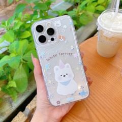 Ốp iPhone 12 Pro Max dẻo trong cún trắng/ngôi sao White Terrier