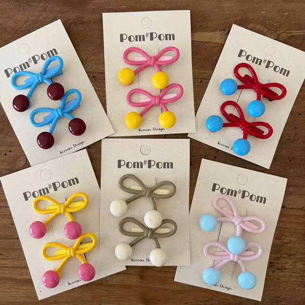 ** Set 2 kẹp mái nơ quả nhiều màu