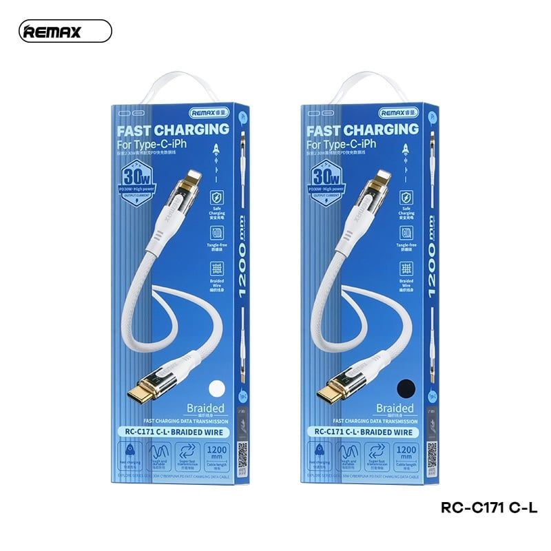 [C] Cáp Type C to Lightning Remax RC-C171 30W 1.2m