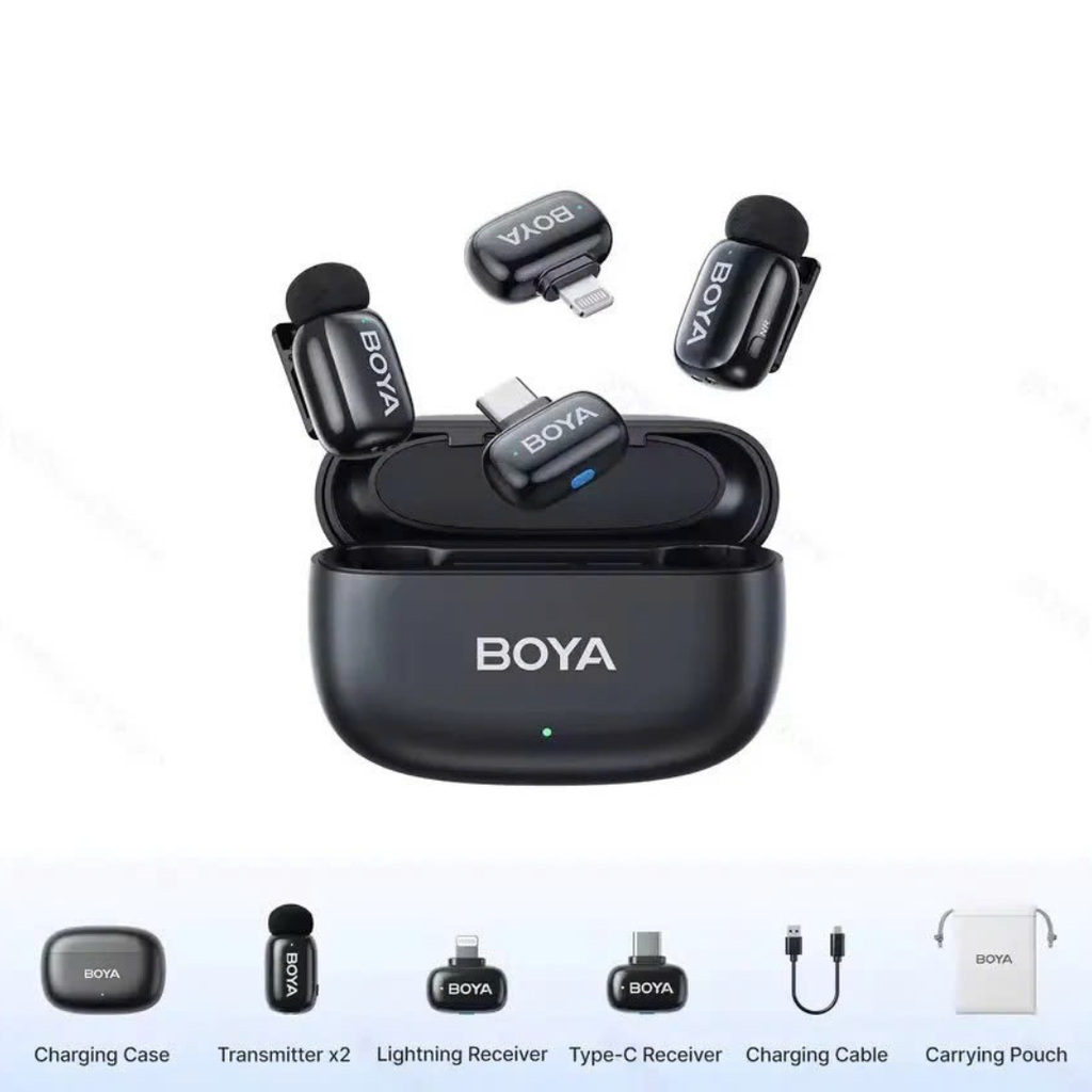** Micro cài áo Boya Mini 2 2 Mic Dual có hộp sạc