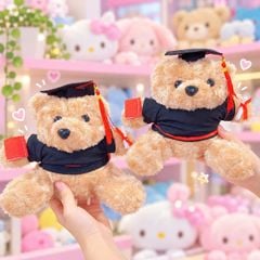 ** GẤU BÔNG TỐT NGHIỆP KEM/NÂU 25CM