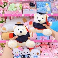 ** GẤU BÔNG TỐT NGHIỆP KEM/NÂU 25CM