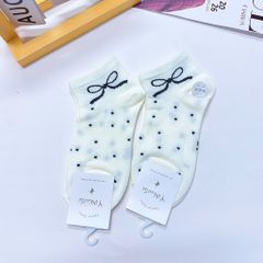 ** Tất/vớ size ngắn chất dày tag tone kem/XD in nơ