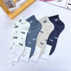 ** Tất/vớ size ngắn chất dày tag tone kem/XD in nơ
