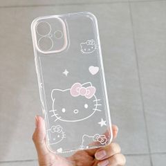** Ốp iPhone 11 6.1 dẻo trong mặt Kitty nơ hồng