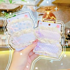 ** Set 2 kẹp tách viền ren đính nơ tone tím/trắng/hồng XD