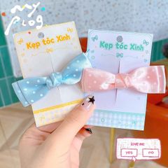 ** Kẹp tóc nơ chấm bi XD/hồng