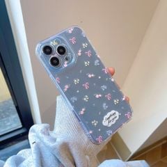 Ốp iPhone 15 Pro dẻo trong đóa hoa nhí và nơ hồng