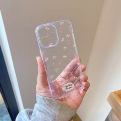 Ốp iPhone 17 dẻo trong đóa hoa nhí và nơ hồng