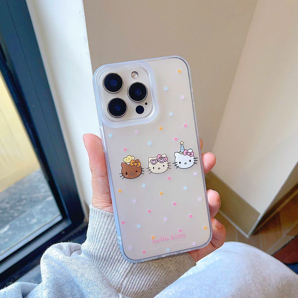 Ốp iPhone 12 Pro Max dẻo nhám in 3 mặt Kitty