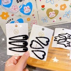 ** Set 3 kẹp ghim đen nhiều hình