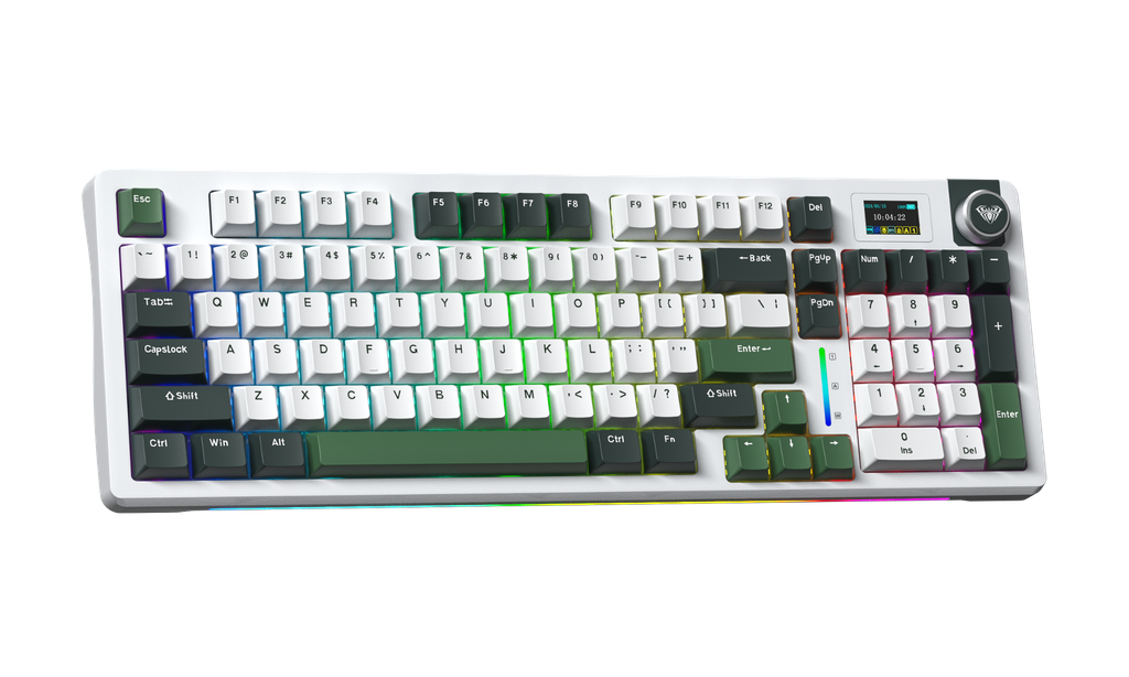 ** Bàn phím cơ 3 mode Aula S98 Pro Xanh lá trắng, Grey Wood V4 Switch