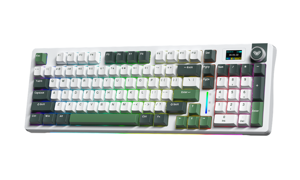 ** Bàn phím cơ 3 mode Aula S98 Pro Xanh lá trắng, Grey Wood V4 Switch