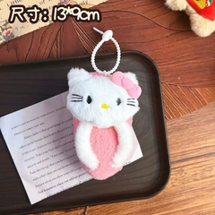 ** Móc khóa bông dép Kitty đen/hồng