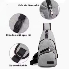 ** Túi đeo chéo 4 ngăn màu xám