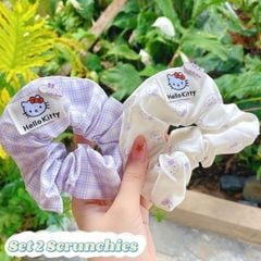 ** Scrunchies Hello Kitty Good tone tím/trắng