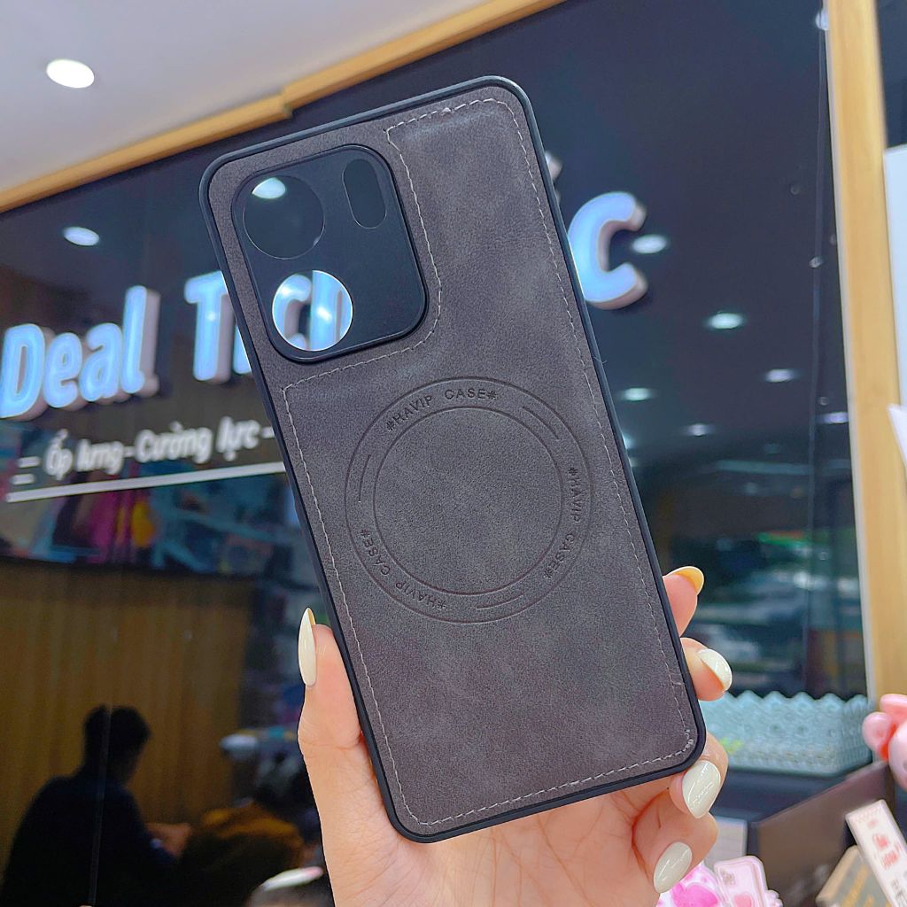 ** Ốp Oppo A5x giả da may viền Havip case