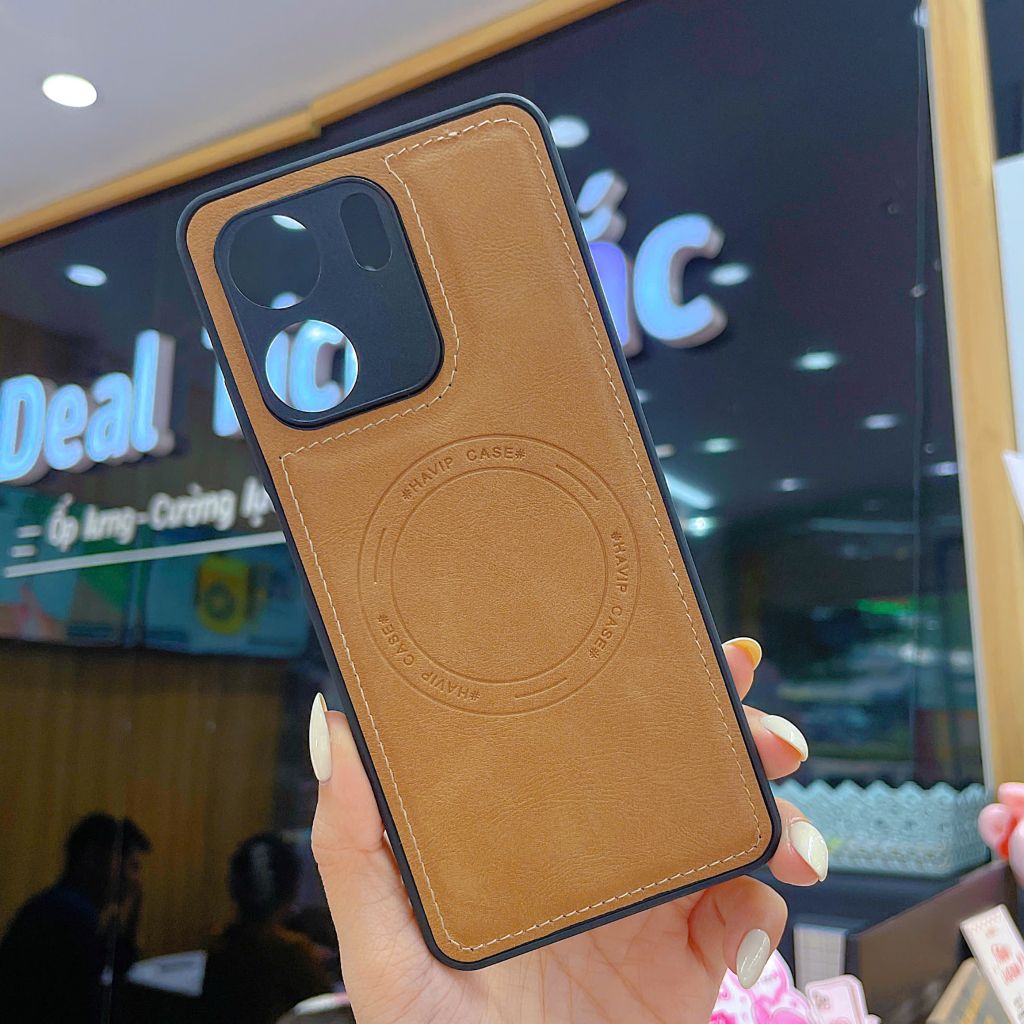** Ốp Oppo A5x giả da may viền Havip case