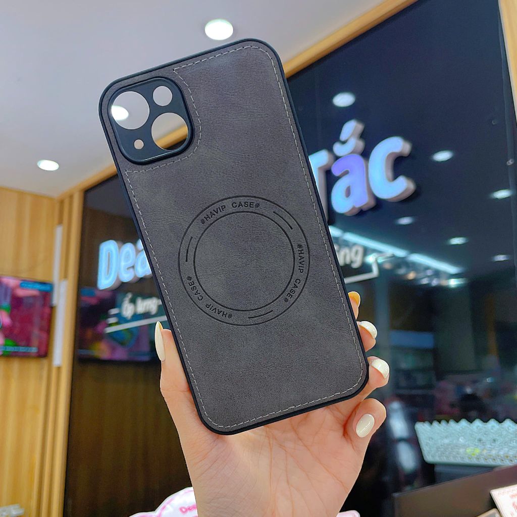 ** Ốp iPhone 14 Plus giả da may viền Havip case