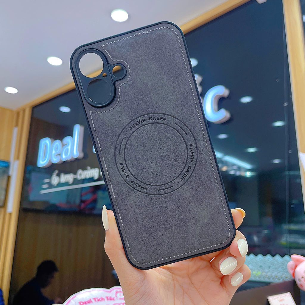 ** Ốp iPhone 17 giả da may viền Havip case