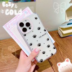 ** Ốp iPhone 13 Pro Max dẻo trong nhiều chân mèo đen Cat World