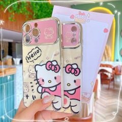 ** Ốp iPhone 16 Pro Max dẻo Kitty nơ hồng viền xi bạc