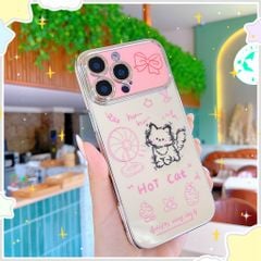** Ốp iPhone 12 Pro dẻo Hot Cat mèo và quạt viền xi bạc