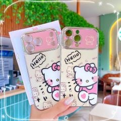 ** Ốp iPhone 17 Pro Max dẻo Kitty nơ hồng viền xi bạc
