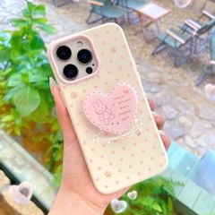 ** Ốp iPhone 12 Pro Max/13 Pro Max dẻo chấm bi chân mèo kèm pop trái tim