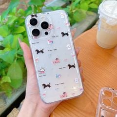 Ốp iPhone 12 Pro dẻo trong nhiều cún lạp xưởng mini/nơ