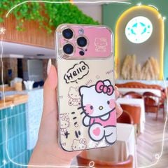 ** Ốp iPhone 15 Pro Max dẻo Kitty nơ hồng viền xi bạc