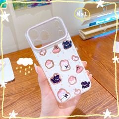 ** Ốp iPhone 17 Pro dẻo nhám trắng cún đen hồng và bánh kem
