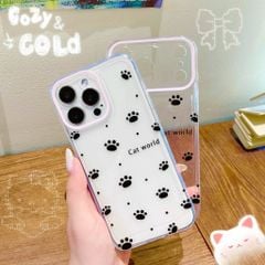 ** Ốp iPhone 17 Pro dẻo trong nhiều chân mèo đen Cat World