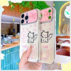 ** Ốp iPhone 12 Pro dẻo Hot Cat mèo và quạt viền xi bạc